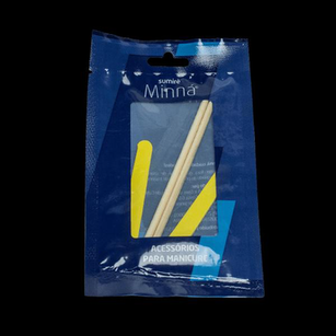 Kit Manicure Minná 2 Mini Lixas Canario + 2 Palitos Pinho 13Cm