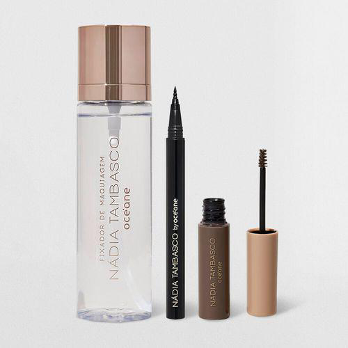 Imagem do produto Kit Máscara De Sobrancelha Castanho Escuro + Caneta Delineadora + Fixador De Maquiagem Nádia Tambasco By Océane 2 Produtos