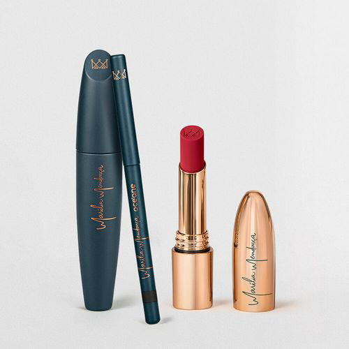 Imagem do produto Kit Máscara Para Cílios + Lápis Para Olhos + Batom Matte Vermelho Marília Mendonça By Océane