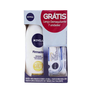 Imagem do produto Kit Nivea Firmador Q10 400 Ml Gts Lencos Demaquilantes Com 7 Unidades