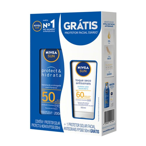 Imagem do produto Kit Nivea Sun Protetor Solar Fps50 Com 200Ml + Antissinais Ffps60 50Ml 1 Unidade