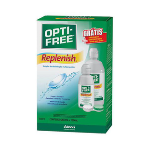 Kit Optifree Replenish Com 1 Solução Oftálmica De 300Ml + 1 Solução Oftálmica De 120Ml + 1 Estojo Para Lentes De Contato Alcon 300Ml