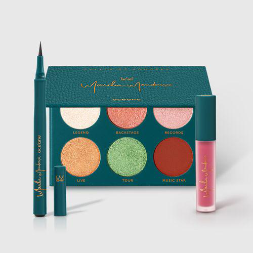 Imagem do produto Kit Paleta De Sombras + Caneta Delineadora + Batom Rosa Marília Mendonça By Océane 3 Produtos Oceane