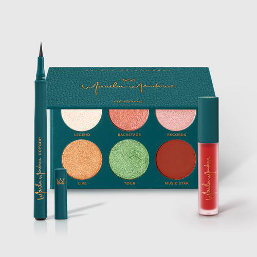 Imagem do produto Kit Paleta De Sombras + Caneta Delineadora + Batom Vermelho Marília Mendonça By Océane 3 Produtos Oceane
