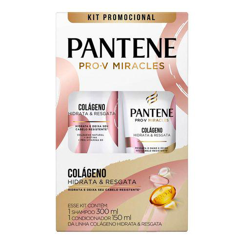Kit Pantene Colágeno Hidrata & Resgata Shampoo Com 300Ml + Condicionador Com 150Ml 1 Unidade