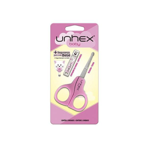 Kit Para Unhas Merheje Unhex Baby Rosa Com Tesoura + Cortador De 1 Unidade