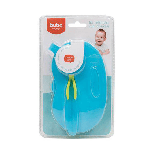 Imagem do produto Kit Pratinho Com Divisórias E Colher Azul Buba
