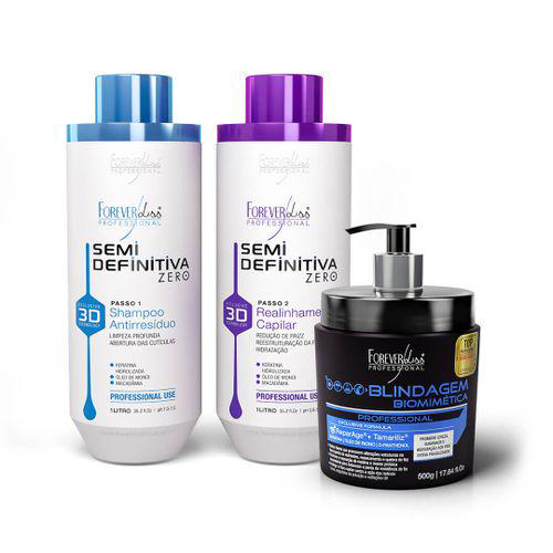 Imagem do produto Kit Progressiva Forever Liss Semidefinitiva 3D Power Sistem 2 Passos 1L