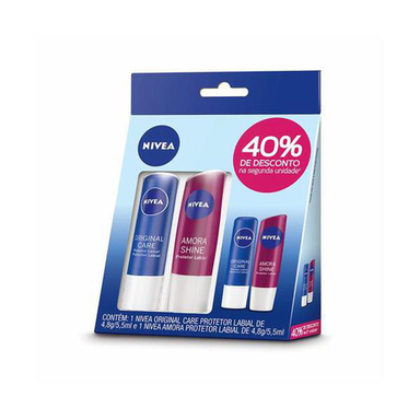 Imagem do produto Kit Protetor Labial Nívea Essential Care + Protetor Labial Nívea Amora