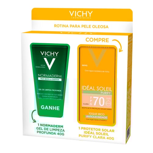 Imagem do produto Kit Protetor Solar Vichy Soleil Purify Clara Fps70 40G + Gel De Limpeza Normaderm 40G