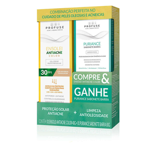Imagem do produto Kit Protetor Solar Profuse Ensolei Antiacne Color Fps30 + Sabonete Em Barra Puriance 1 Unidade