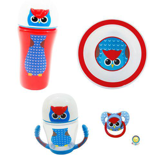 Kit Refeição Infantil Com Prato Copo E Chupeta Red Kitstar