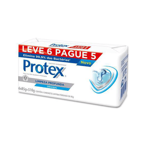 Kit Sabonete Barra Protex Limpeza Profunda Original Leve 6 Pague 5 85G Cada