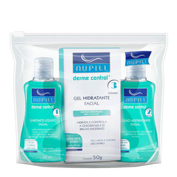 Kit Sabonete Líquido Nupill Derme Control 50Ml + Gel Hidratante 50G + Loção Facial 60Ml