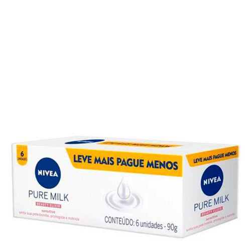 Kit Sabonete Nívea Pure Milk Sensitive 90G 6 Unidades
