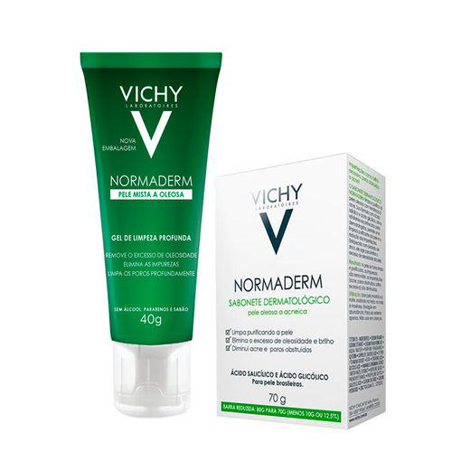 Kit Sabonete Líquido Vichy Normaderm Dermatologico 70G + Gel De Limpeza 40G