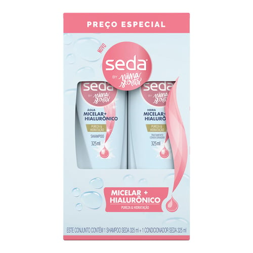 Kit Seda By Niina Secrets Água Micelar E Hialurônico Shampoo + Condicionador 325Ml 1 Unidade