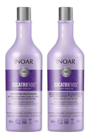 Kit Shampo E Condicionador Cicatrifios Inoar Loiro Perfeito Matizador Neutralizador Cabelos Platinados Grisalhos 800Ml