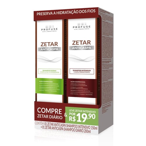 Kit Shampoo Profuse Zetar Anticaspa Intensivo 150Ml + Shampoo Zetar Anticaspa Diário 200Ml