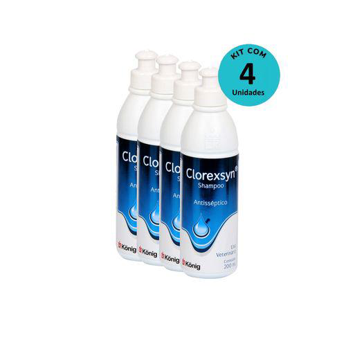 Kit Shampoo Antisséptico Clorexsyn König 200Ml 4 Unidades
