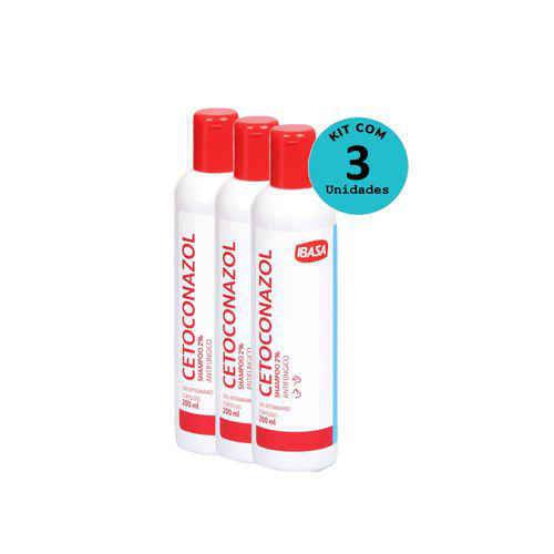 Imagem do produto Kit Shampoo Cetoconazol 2% Ibasa 200Ml 3 Unidades