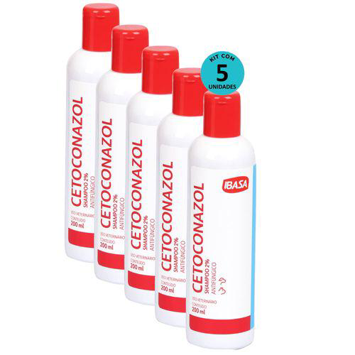 Imagem do produto Kit Shampoo Cetoconazol 2% Ibasa 200Ml 5 Unidades