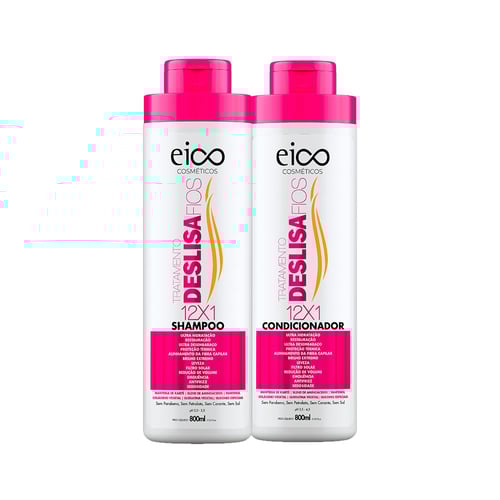 Imagem do produto Kit Shampoo + Condicionador Eico Cosméticos Deslisa Fios 800Ml Cada