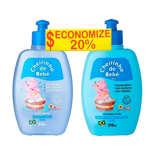 Kit Shampoo E Condicionador Cheirinho De Bebê Azul 210Ml Cada
