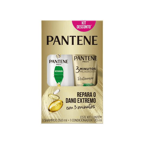 Kit Shampoo Pantene Restauração Com 350Ml + Condicionador 3 Minutos Milagrosos 170Ml 1 Unidade