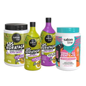 Imagem do produto Kit Sos Hidratação Ultra Cachos + Creme Para Pentear Definição Máxima 1Kg Salon Line