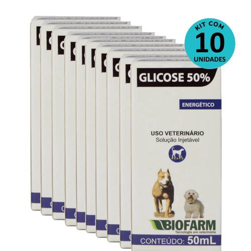 Kit Suplemento Glicose 50% Biofarm 50Ml 10 Unidades