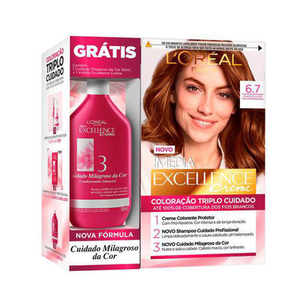 Imagem do produto Kit Tintura Imédia Excellence L'oréal Chocolate 6.7 Ganhe Condicionador Cuidado Milagroso Da Cor