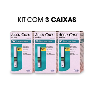 Kit Tiras Para Controle De Glicemia Accuchek Active 150 Unidades Sem Chip Accu Check