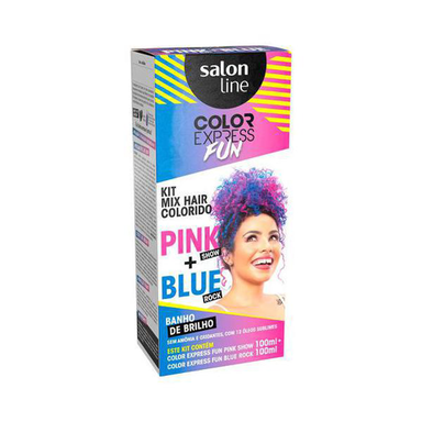Kit Tonalizante Color Express Fun Mix Hair Salon Line Pink Show 100Ml + Blue Rock 100Ml