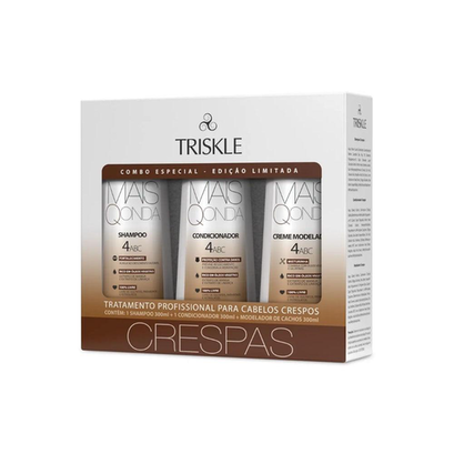 Imagem do produto Kit Triskle Shampoo + Condicionador + Modelador De Cachos Mais Q Onda Crespas 900Gr