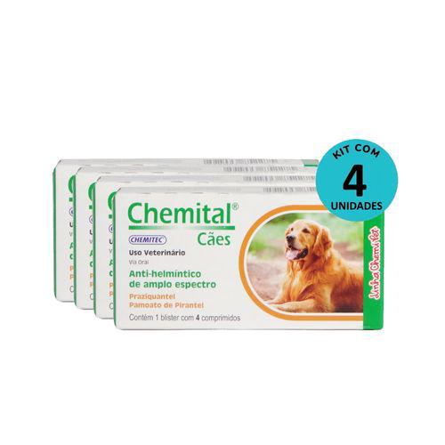 Kit Vermífugos Chemital Cães Chemitec 4 Comp. C/ 4 Caixas