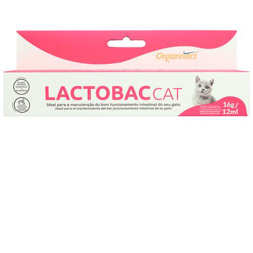 Imagem do produto Lactobac Cat 16G Suplemento Probiótico E Prebiótico Para Gatos Organnact