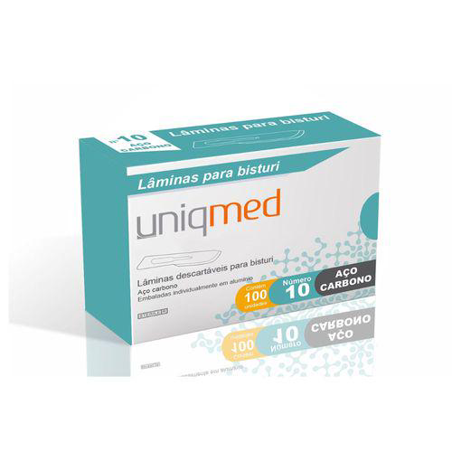 Imagem do produto Lamina Para Bisturi Aço Carbono N10 Cx Com 100 Unidades Uniqmed
