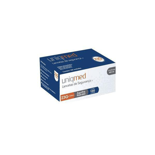 Lanceta De Segurança 23G X 1,8Mm Da Uniqmed 100 Unidades