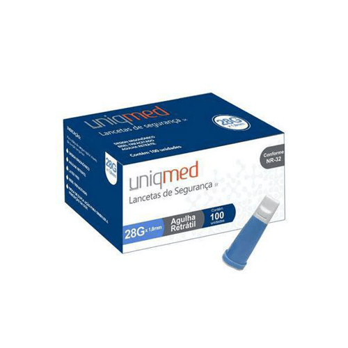 Imagem do produto Lanceta De Segurança 28G X 1,8Mm Da Uniqmed 100 Unidades