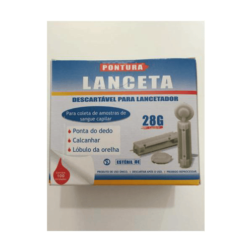 Imagem do produto Lanceta Descartavel Esteril Calibre 28G Prof 1,8Mm Com 100 Cral