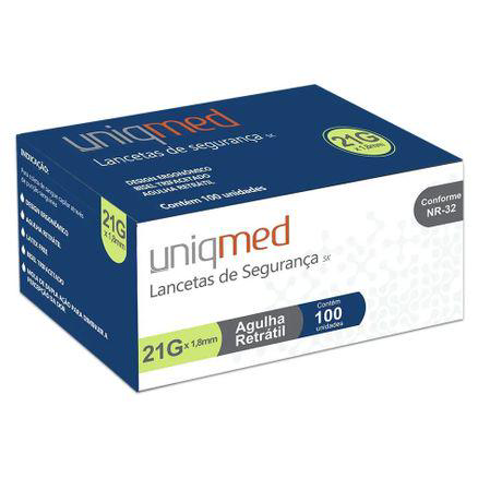 Imagem do produto Lancetas De Seguranca Uniqmed 21G Com 100 Unidades