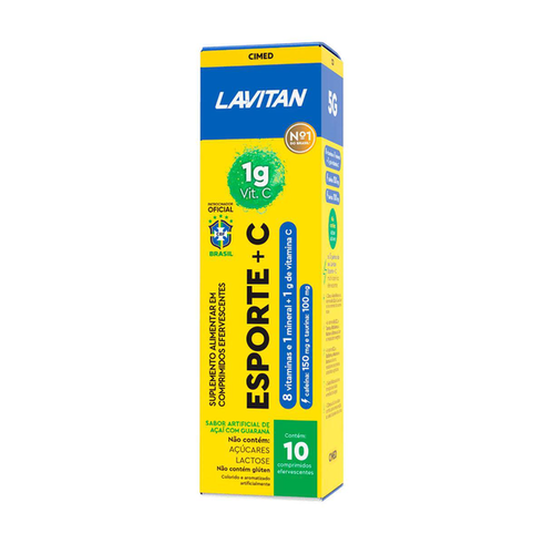 Imagem do produto Lavitan Multi + C Esporte Comprimidos Efervescentes 10 Comprimidos Açaí Com Guaraná