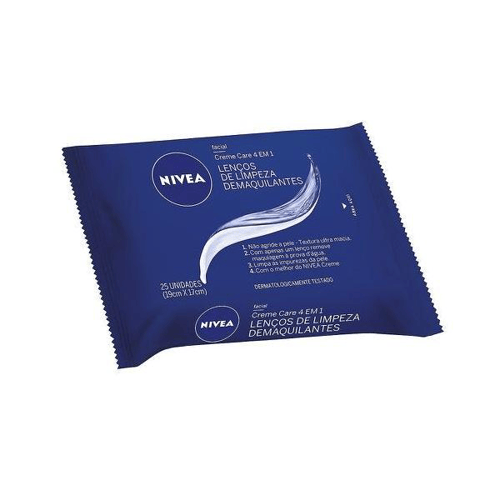 Lenço De Limpeza Demaquilante Nivea Creme Care 25 Unidades