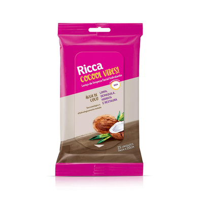 Imagem do produto Lenço De Limpeza Facial Hidratante Ricca Cocool Vibes Com 25 Unidades