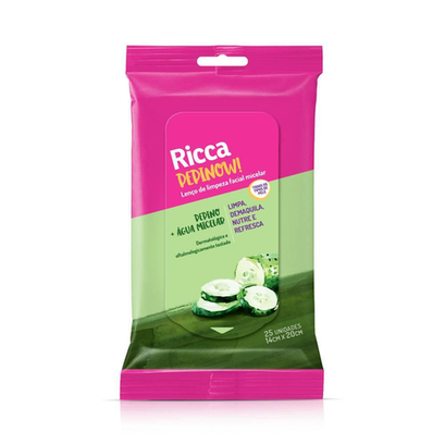 Lenço De Limpeza Facial Ricca Pepinow Com 25 Unidades