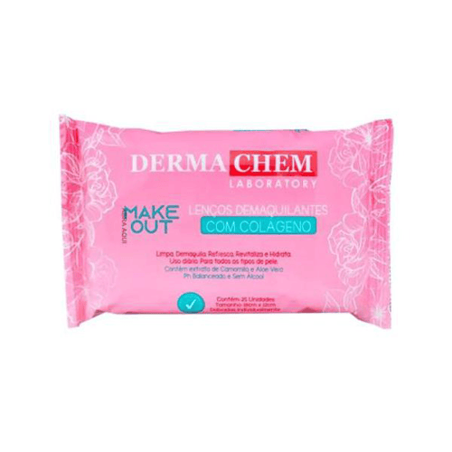 Lenço Demaquilante Dermachem Make Out Com Colágeno 25 Unidades