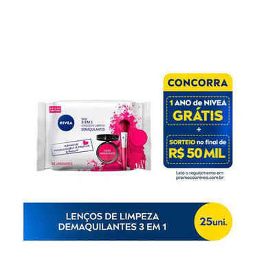 Lenço Demaquilante Nivea 3 Em 1 Ação Hidratante 25 Unidades 25 Unidades