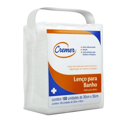 Lenço Para Banho Cremer 30X35cm 100 Unidades