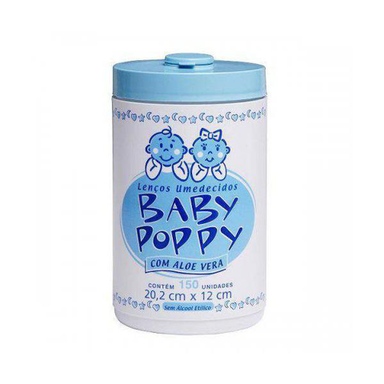 Lenço Umedecido Baby Poppy Azul Rosa 150 Unidades